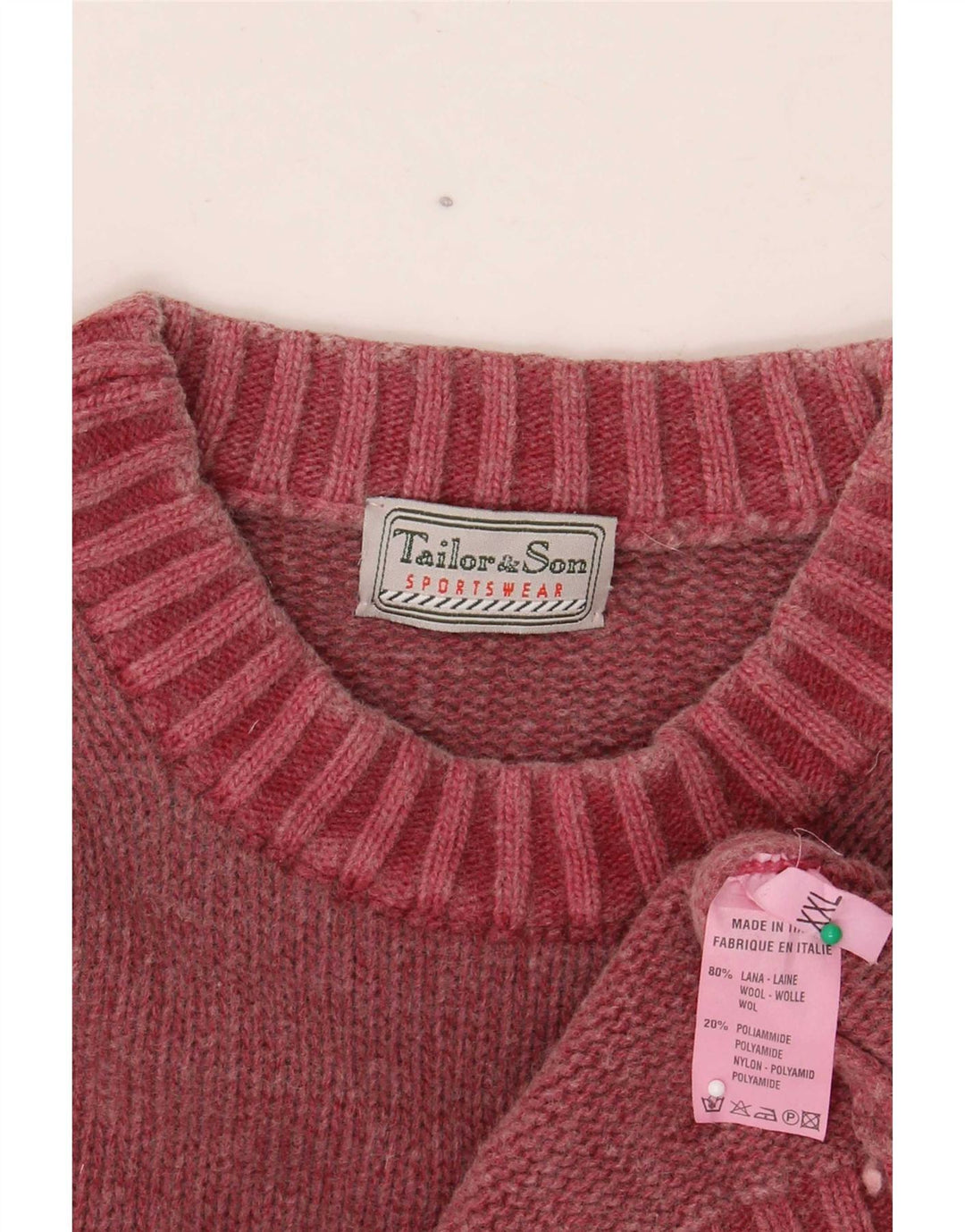 Tailor & Son Ανδρικό πουλόβερ με λαιμόκοψη 2XL κόκκινο μαλλί