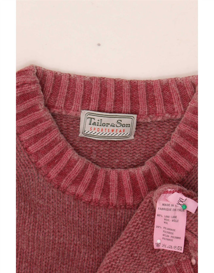 Tailor & Son Ανδρικό πουλόβερ με λαιμόκοψη 2XL κόκκινο μαλλί