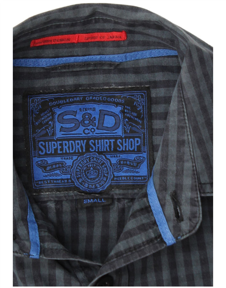 Ανδρικό πουκάμισο SUPERDRY Μικρό Navy Blue Gingham Cotton