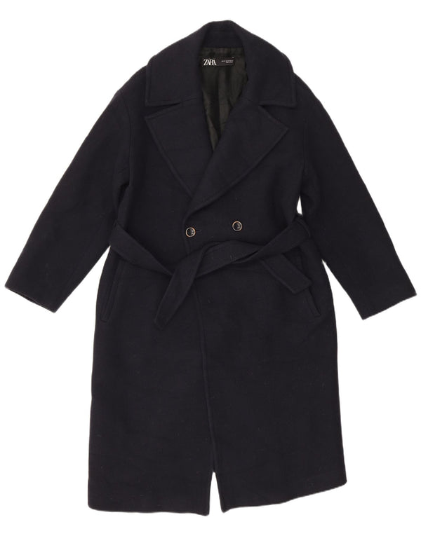 Zara Γυναικείο παλτό UK 6 XS Navy Blue Wool