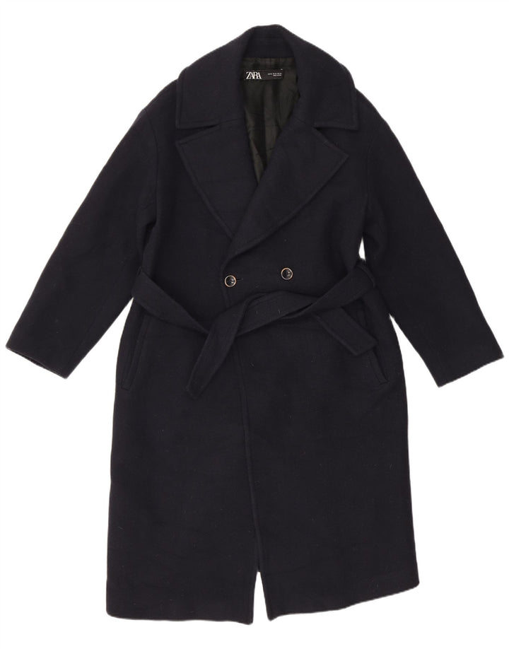 Zara Γυναικείο παλτό UK 6 XS Navy Blue Wool