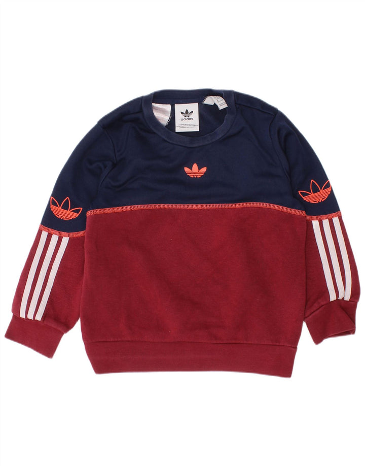 Γραφικό φούτερ ADIDAS Boys Jumper 3-4 ετών βαμβακερό καφέ χρώματος