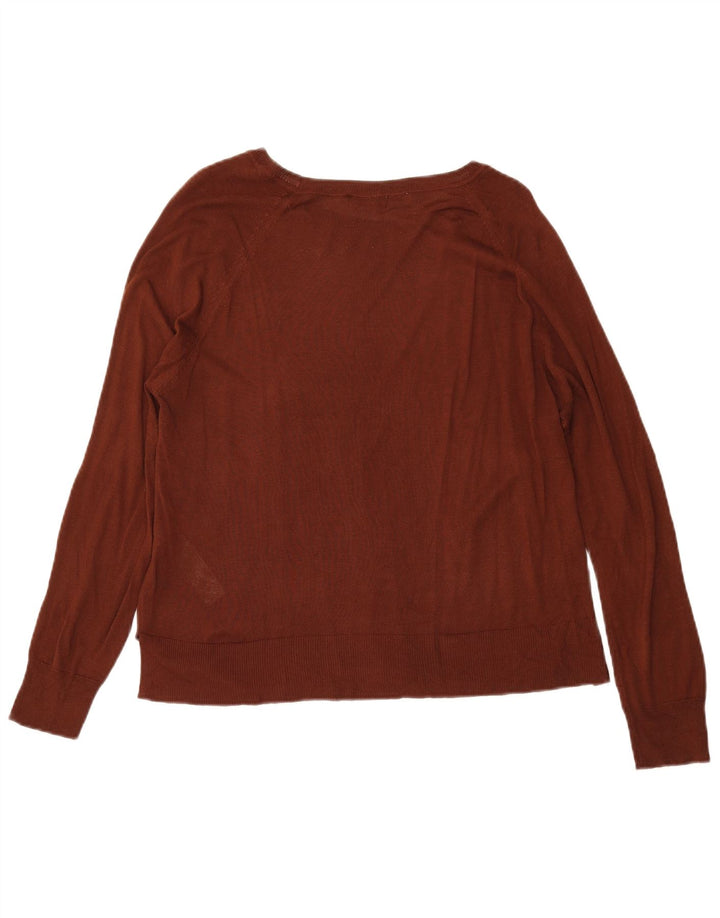 Zara Γυναικείο πουλόβερ με λαιμόκαυστο UK 14 Medium Maroon Viscose