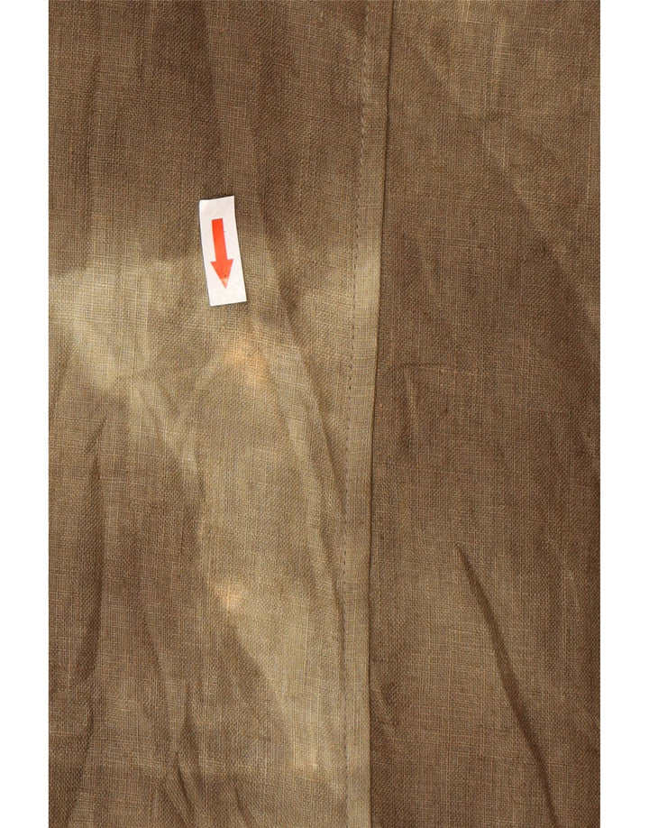 Vintage γυναικείο κοντομάνικο πουκάμισο μπλούζα UK 12 Medium Khaki Tie Dye Silk