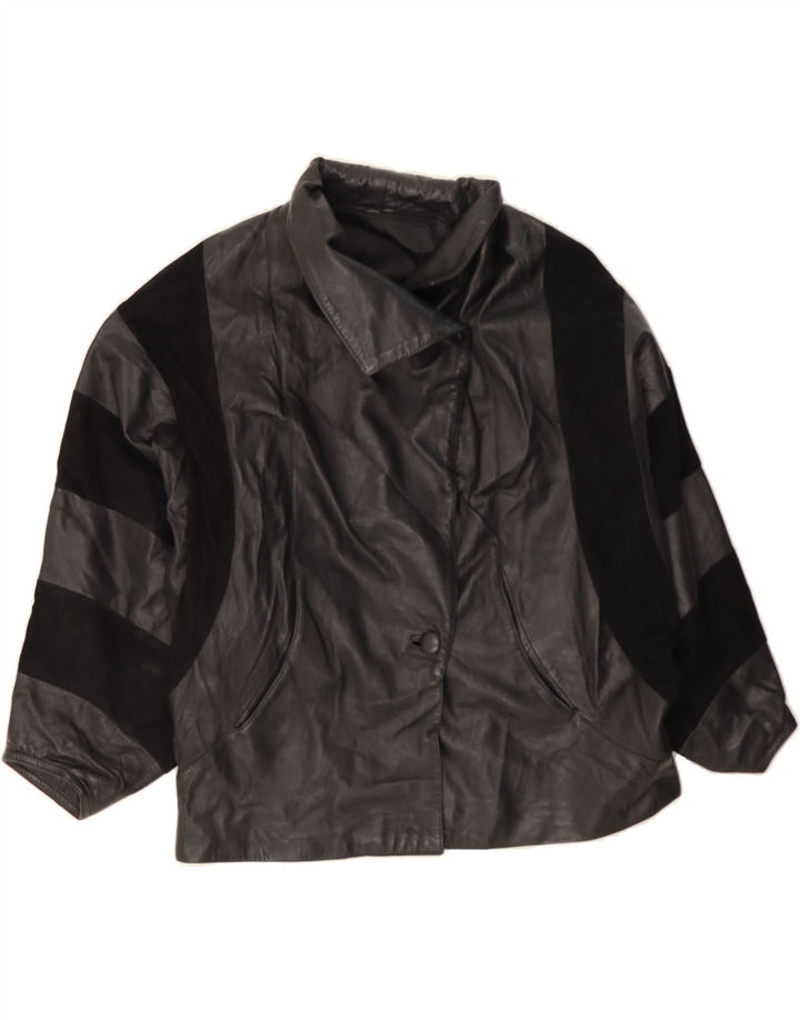 VINTAGE Womens Oversized Leather Jacket UK 20 2XL Black Vintage Vintage and Second-Hand Vintage from Messina Hembry 
