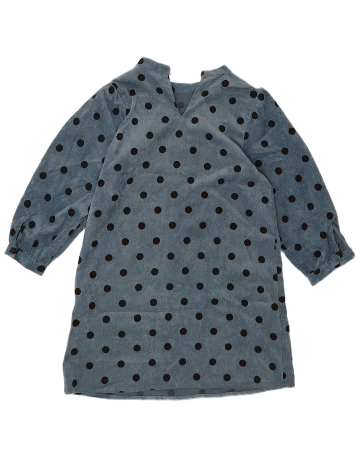Zara γυναικείο μακρυμάνικο φόρεμα UK 10 Small Blue Pot Polyester