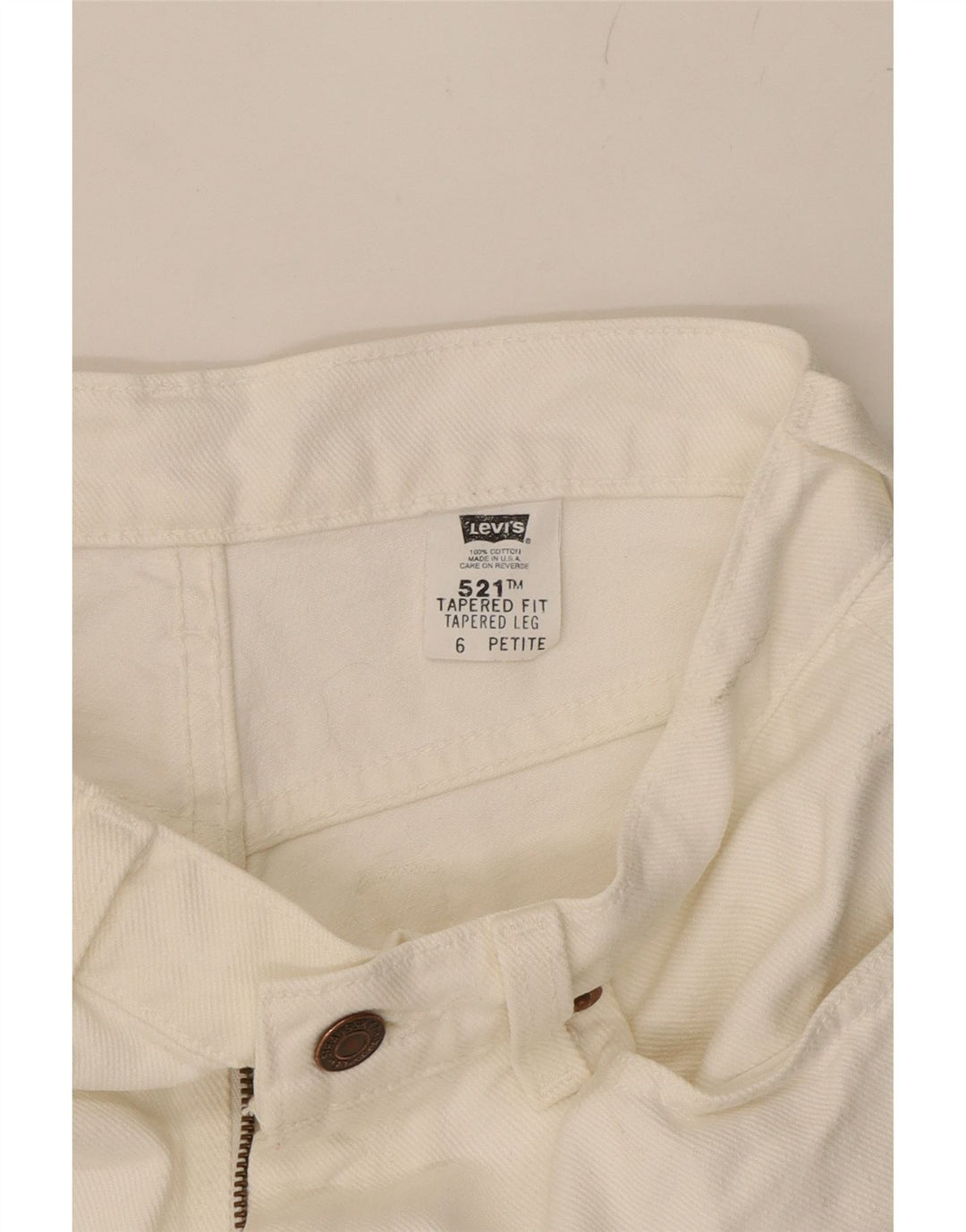 LEVI'S Womens 521 Tapered Jeans US 6 Medium W25 L27 White Cotton Vintage Levi's and Second-Hand Levi's from Messina Hembry 