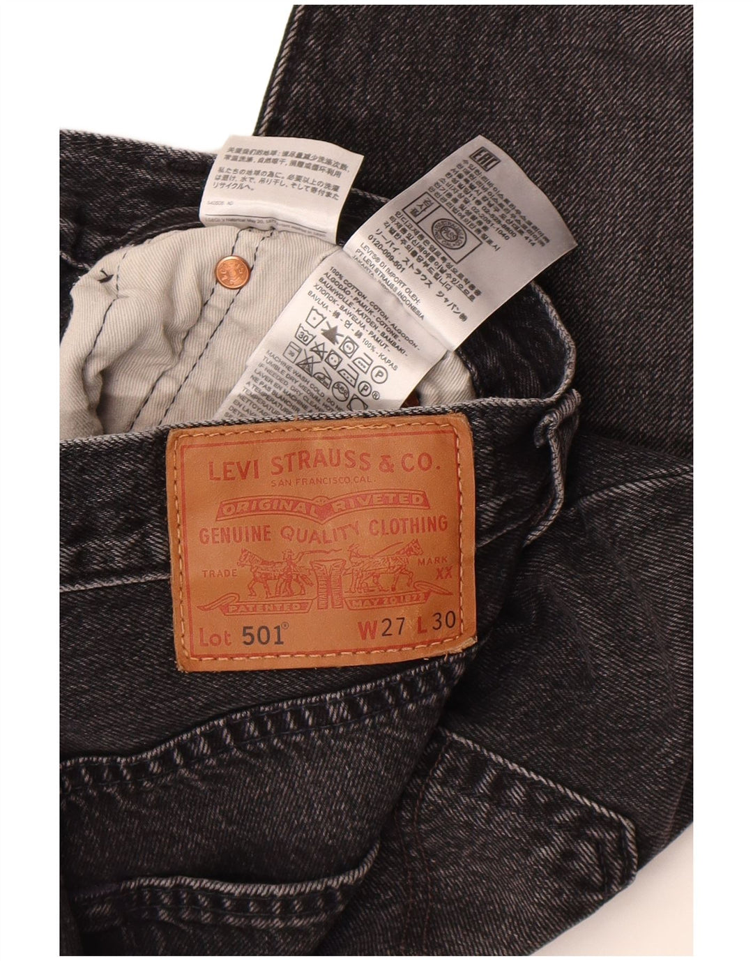Levi's Mens 501 Straight Jeans W27 L30 Γκρι βαμβακερό