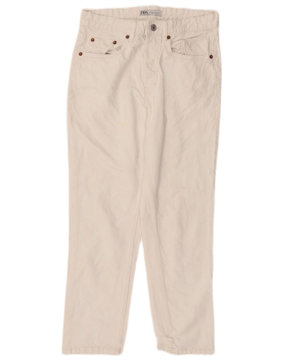 Zara Ανδρικό τζιν ίσιο EU 38 Small W30 L26 Λευκό βαμβακερό