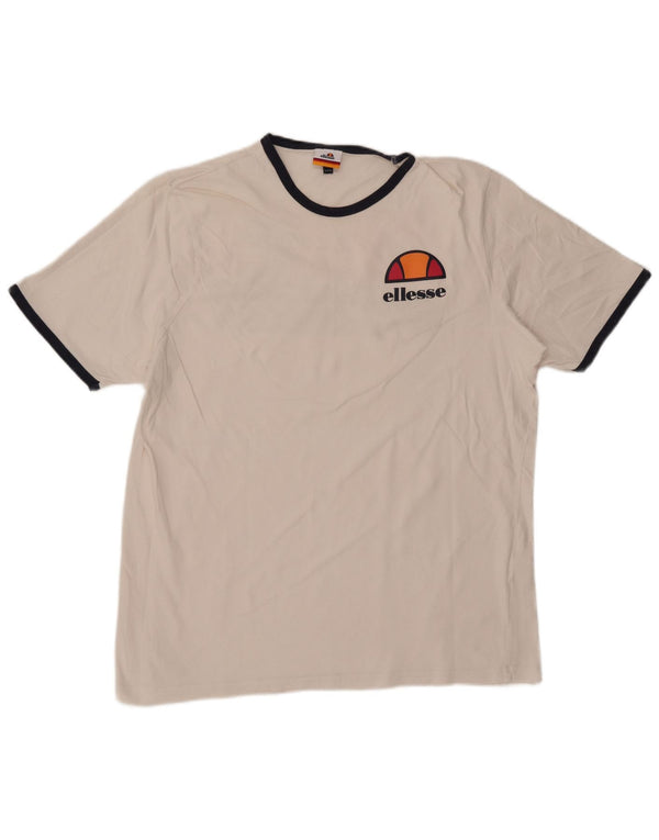 Ellesse Ανδρικό γραφικό T-Shirt Top 4XL Λευκό βαμβακερό