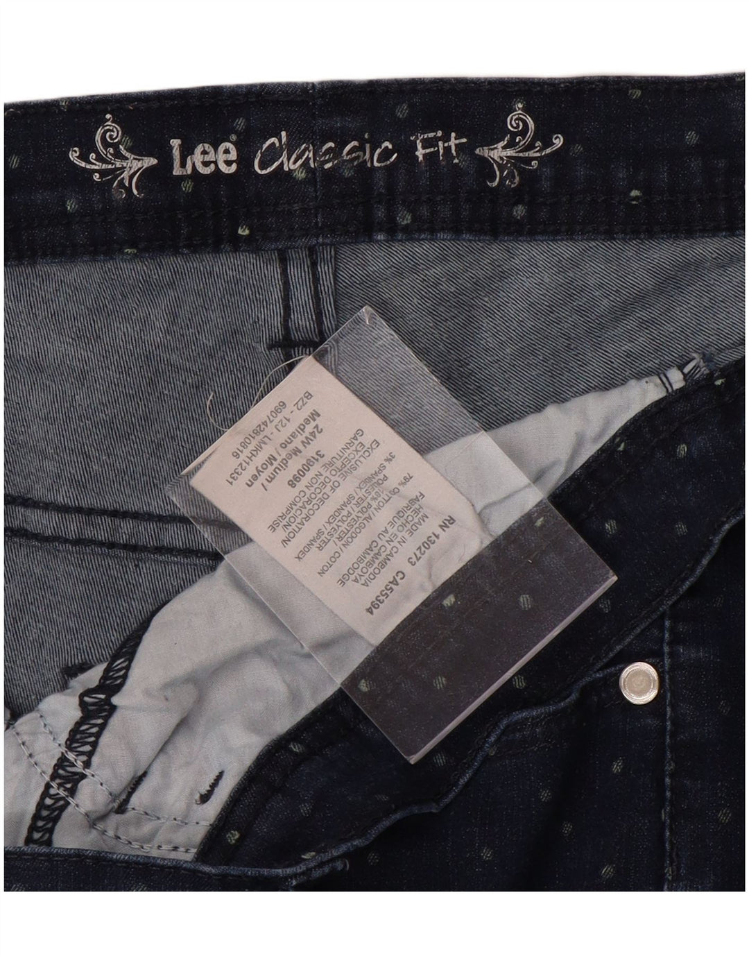 LEE Γυναικεία Κλασική Εφαρμογή Κάπρι Τζιν US 24 4XL W48 L20 Βαμβάκι με μπλε στίγματα