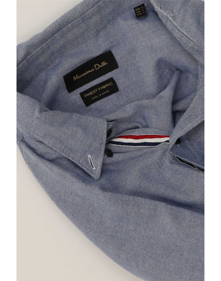 Ανδρικό πουκάμισο Massimo Dutti Μεγάλο Μπλε Βαμβακερό