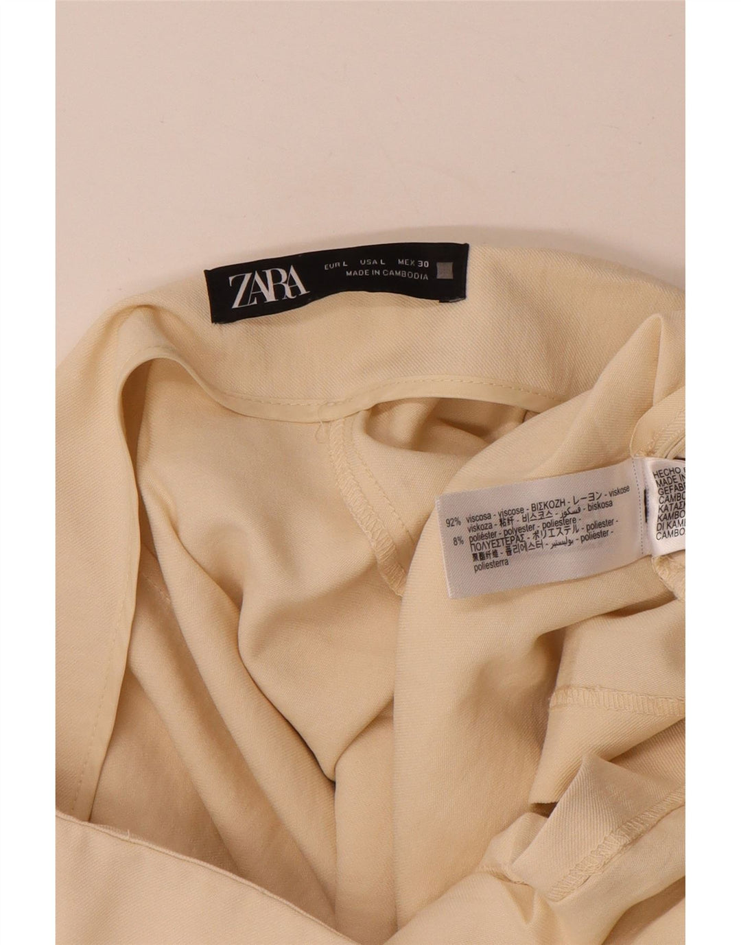 Zara Γυναικεία Pencil Φούστα Μεγάλη W34 Beige Viscose