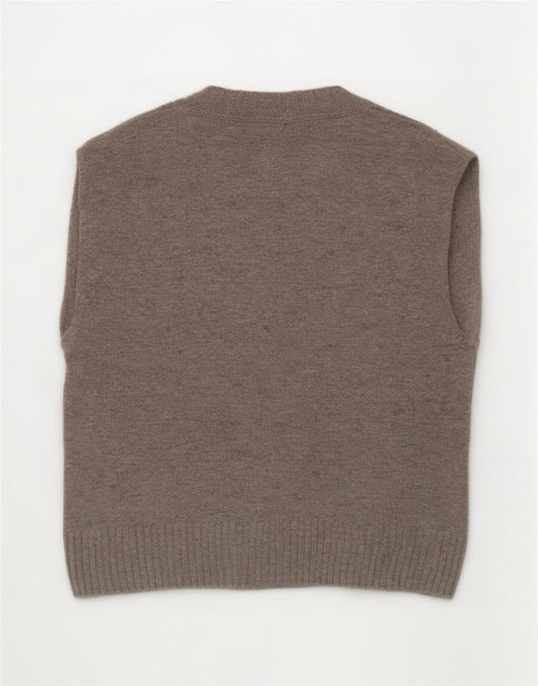 Benetton Γυναικείο Crop Oversized Vest Tank Top UK 6 XS Grey Wool