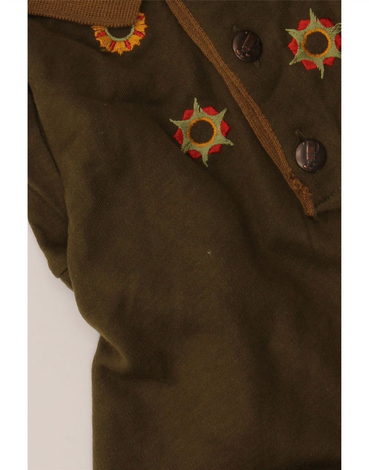 Ανδρικό πουλόβερ με λαιμό πόλο VINTAGE Μεγάλο Χακί Ακρυλικό