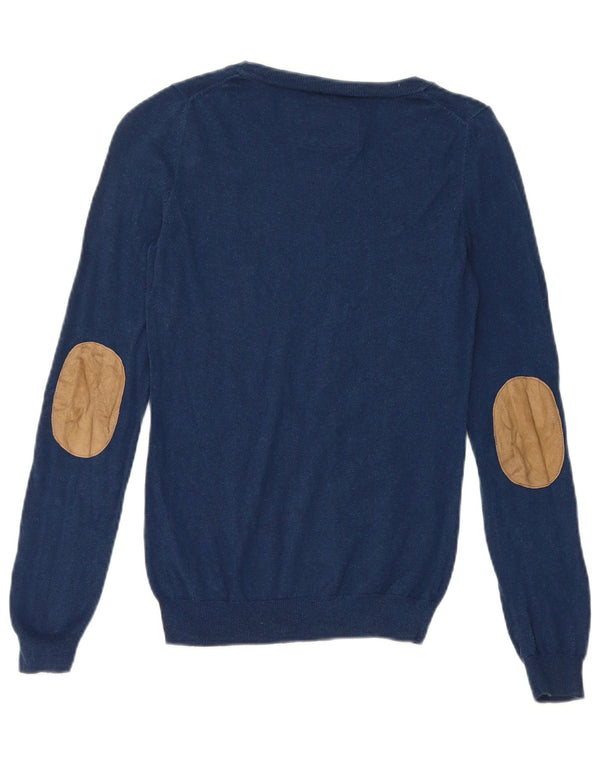 Massimo Dutti Γυναικείο πουλόβερ με λαιμόκαυστο UK 8 Small Navy Blue Cotton