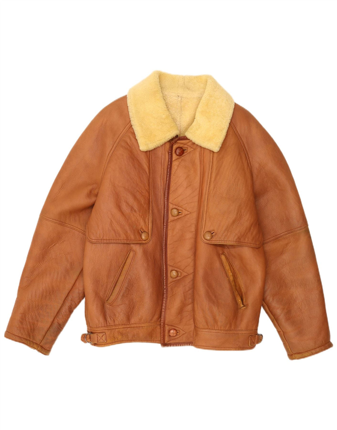 Vintage Ανδρικό Shearling Jacket IT 54 2XL Καφέ Δερμάτινο
