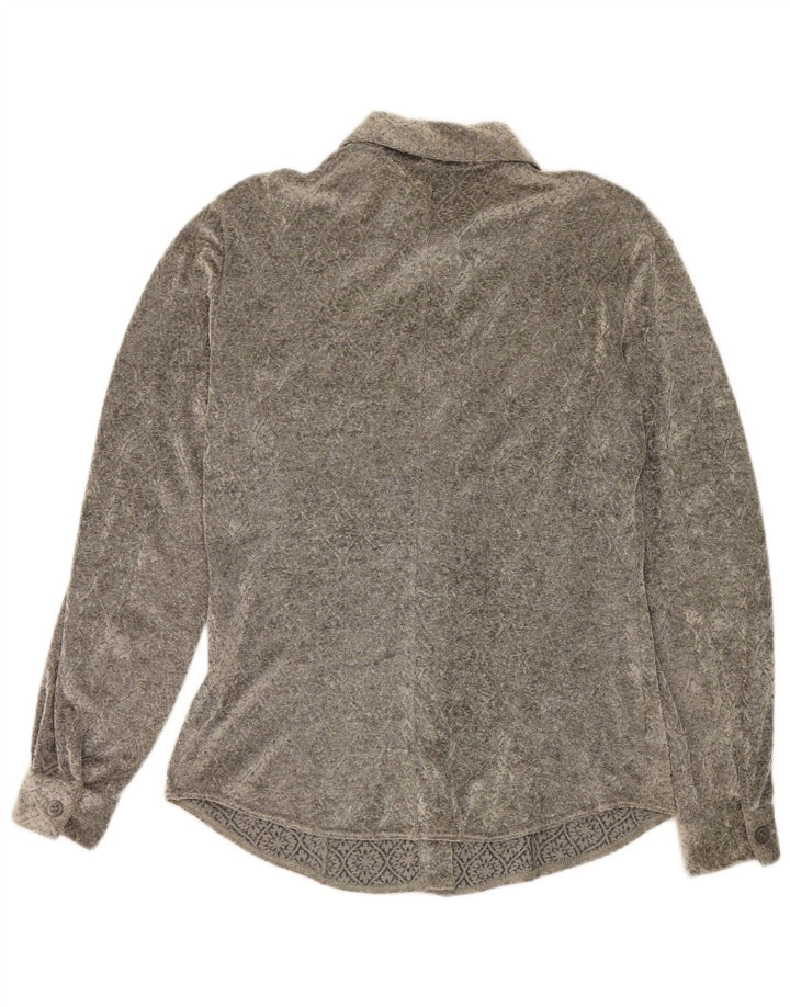 Armani γυναικείο πουκάμισο μπλούζα UK 12 Medium Grey Floral Viscose