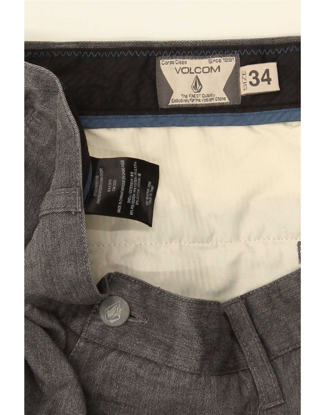 Ανδρικό σορτς chino Volcom W34 Μεγάλο βαμβακερό γκρι φλιτζάνι