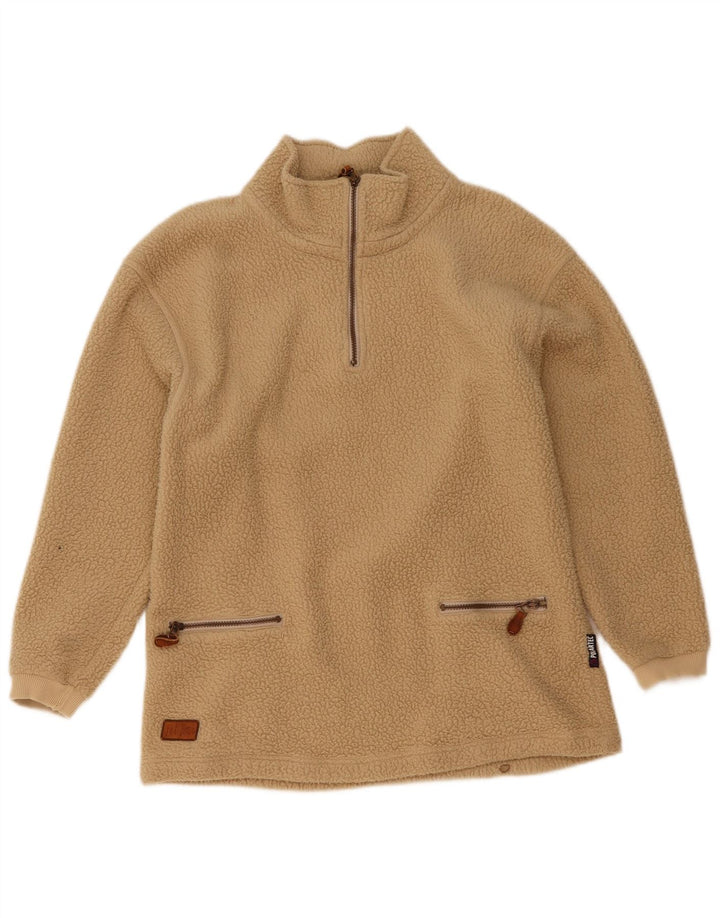 Fat Face Ανδρικό Polartec με φερμουάρ Fleece Jumper Μικρός μπεζ πολυεστέρας
