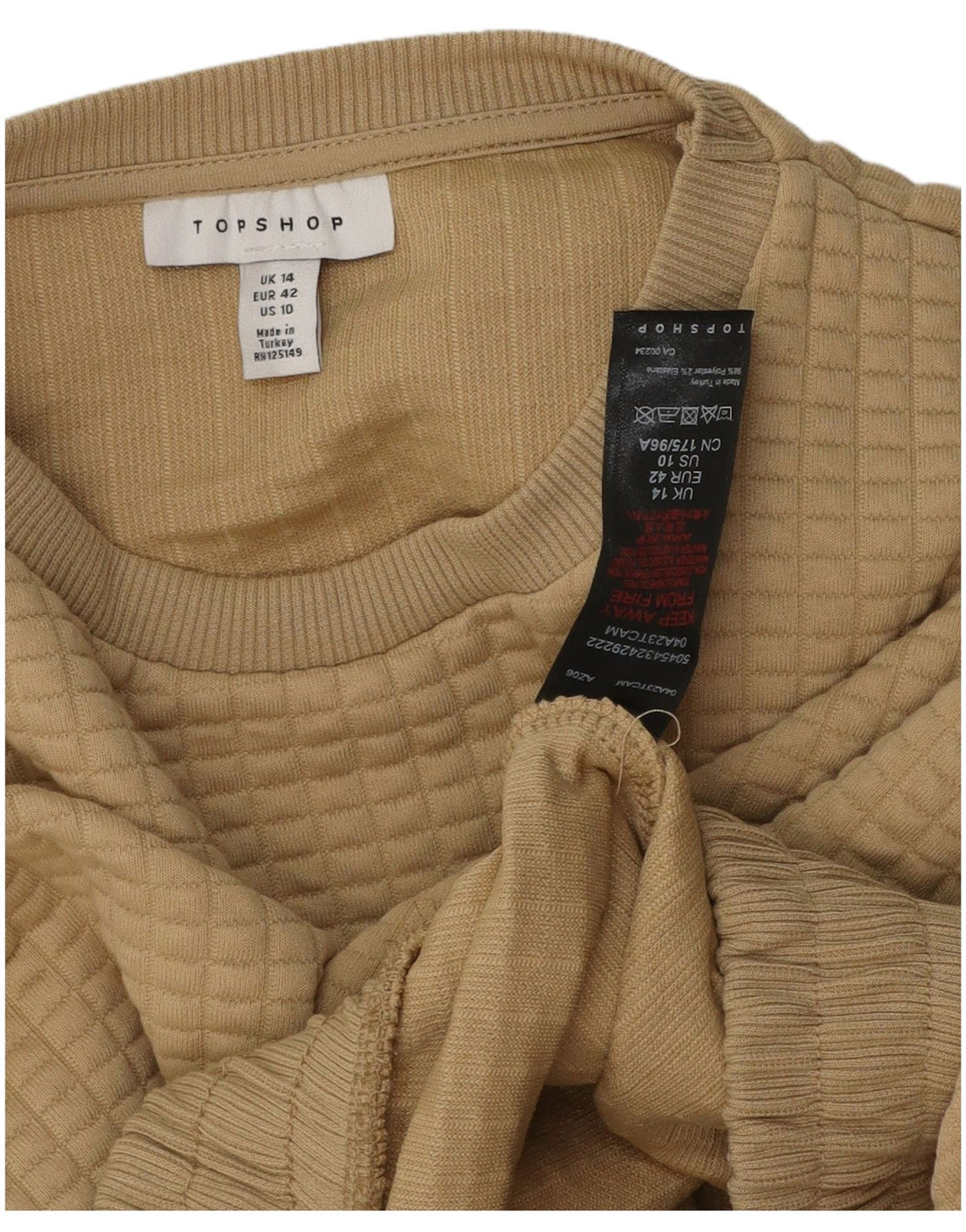 Topshop Γυναικεία φούτερ Crop Jumper UK 14 Large Beige Polyester