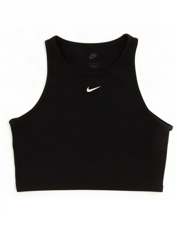Nike Womens Swoosh Graphic Sport Bra Top UK 12 Medium Black
