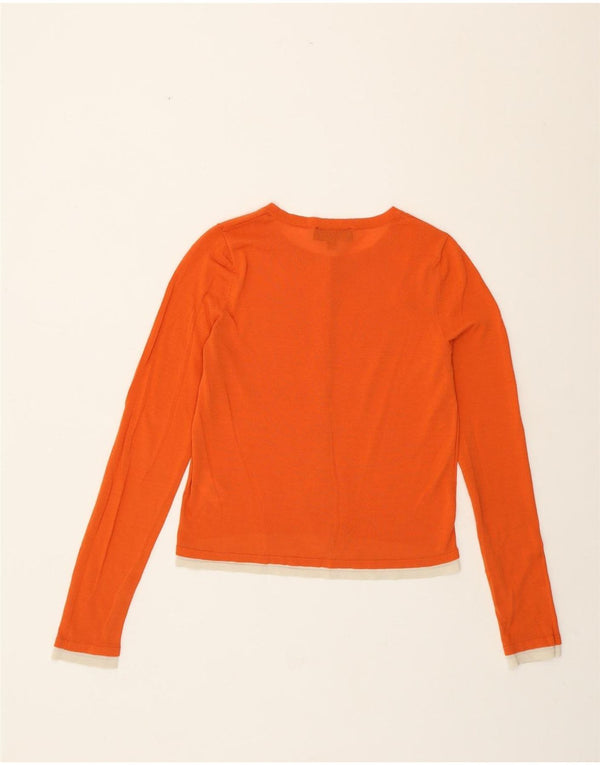 Zara Γυναικεία ζακέτα Crop UK 10 Small Orange Colourblock Cotton