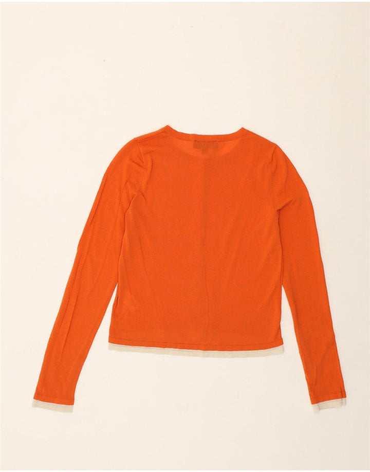 Zara Γυναικεία ζακέτα Crop UK 10 Small Orange Colourblock Cotton
