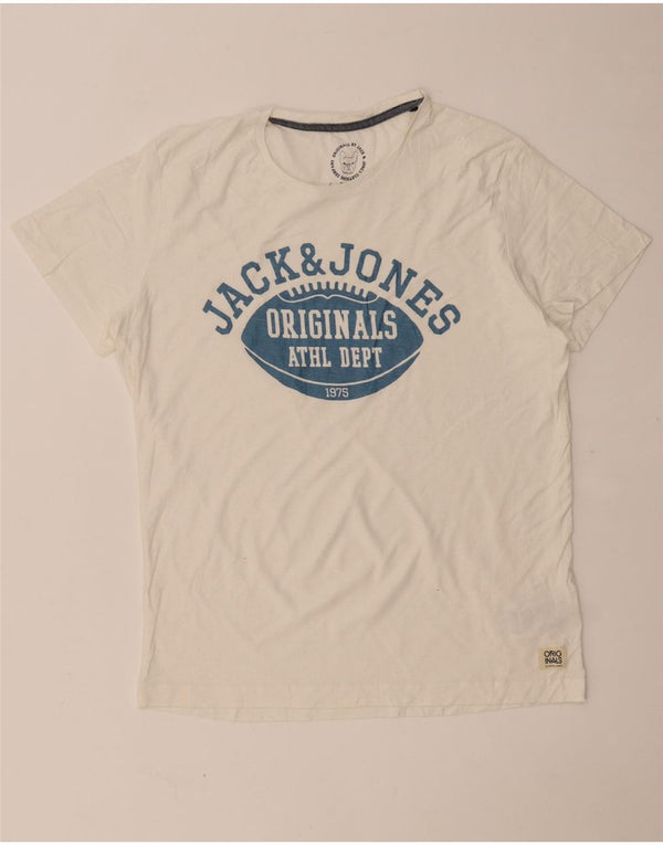 JACK & JONES Ανδρικό γραφικό T-Shirt Top XL Λευκό βαμβακερό