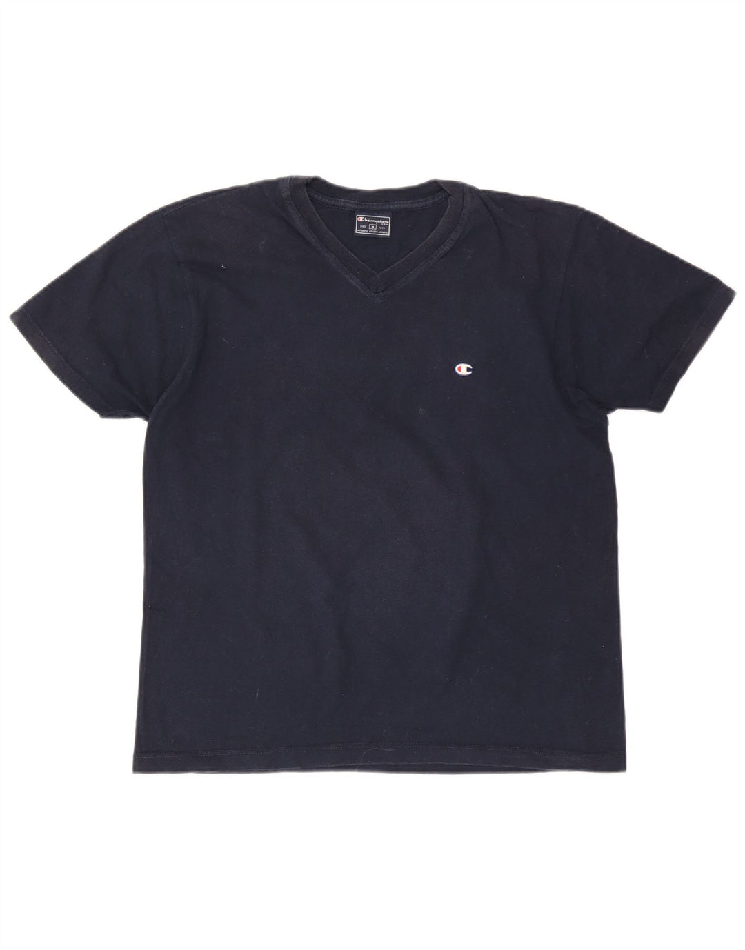 CHAMPION Γυναικείο T-Shirt Top UK 14 Medium Navy Blue Cotton