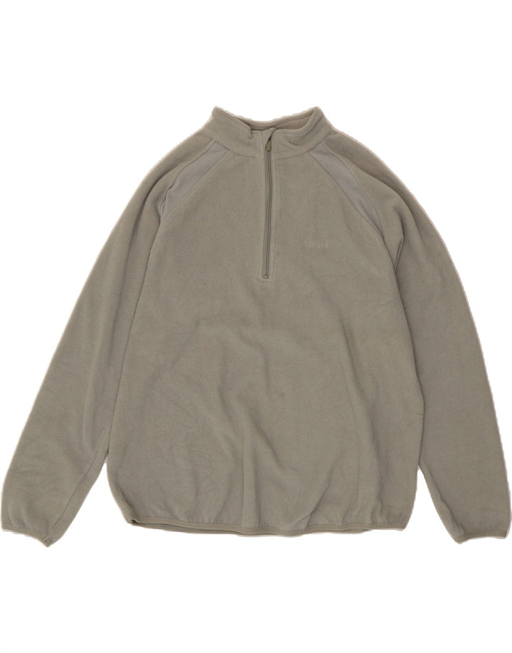 REEBOK Mens Zip Neck Fleece Jumper Large Grey Polyester Vintage Reebok and Second-Hand Reebok from Messina Hembry 