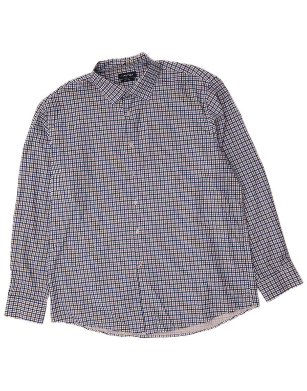 Ανδρικό πουκάμισο Nautica Slim Fit Size 17 1/2 XL Blue Check Polyester