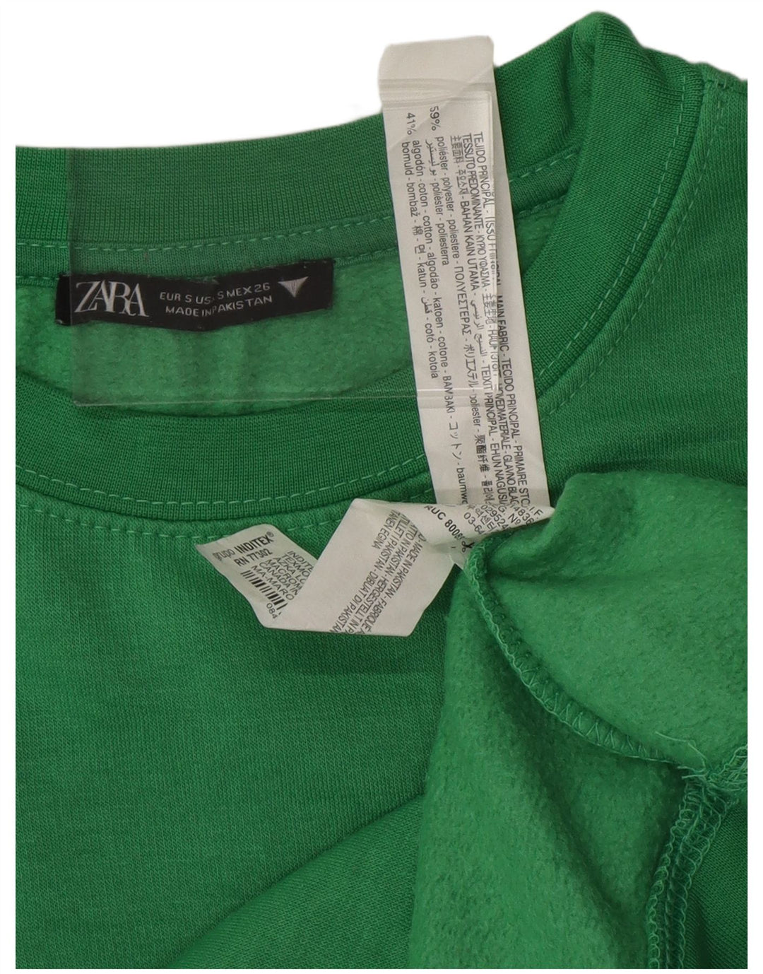 Γυναικεία φούτερ ZARA Crop Jumper UK 10 Small Green Polyester