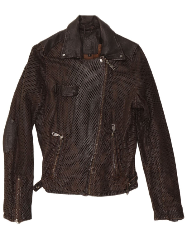 Eighth Sin Γυναικείο Δερμάτινο Μπουφάν Biker UK 10 Small Brown