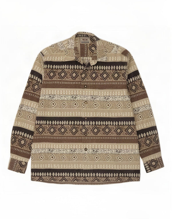 Georgio Piacente Mens Shirt Large Beige Geometric