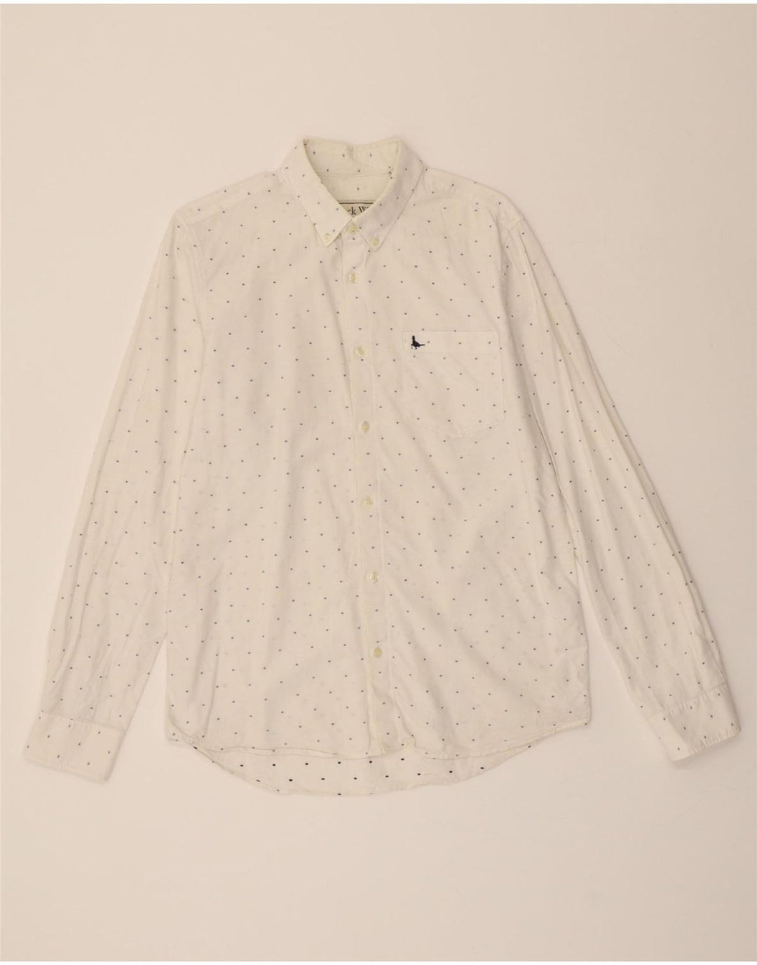 JACK WILLS Mens Classic Fit Shirt Medium White Spotted Cotton Vintage Jack Wills and Second-Hand Jack Wills from Messina Hembry 