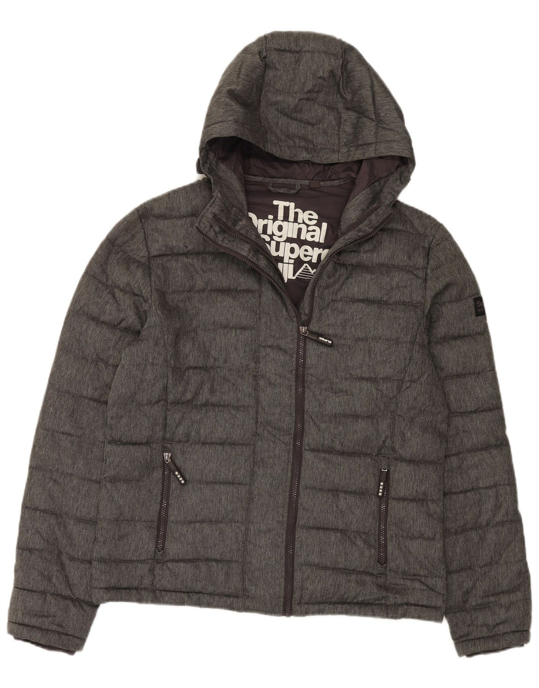 Ανδρικό μπουφάν με κουκούλα Superdry UK 42 XL Γκρι πολυεστέρας