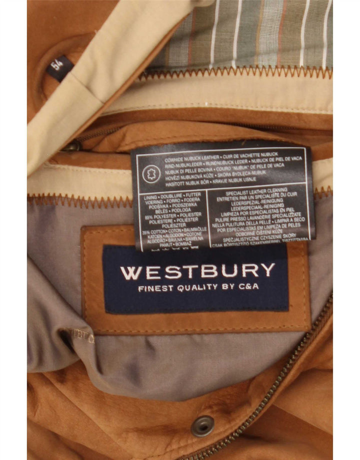 WESTBURY Ανδρικό Suede Bomber Jacket IT 54 2XL Beige Leather