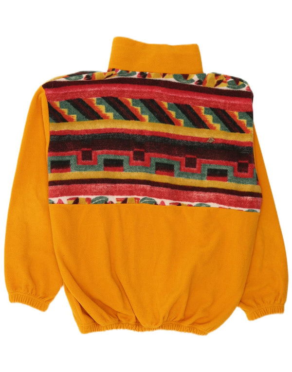 Vintage Ανδρικό κουμπιά Fleece Jumper XL Κίτρινο Γεωμετρικό