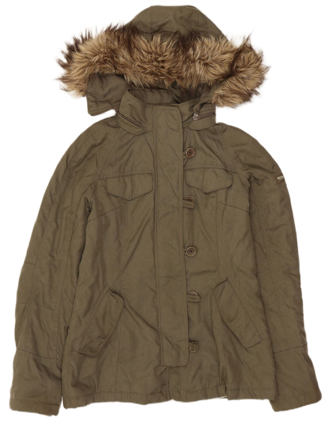 Woolrich Γυναικείο μπουφάν Parka με κουκούλα UK 10 Small Khaki Nylon