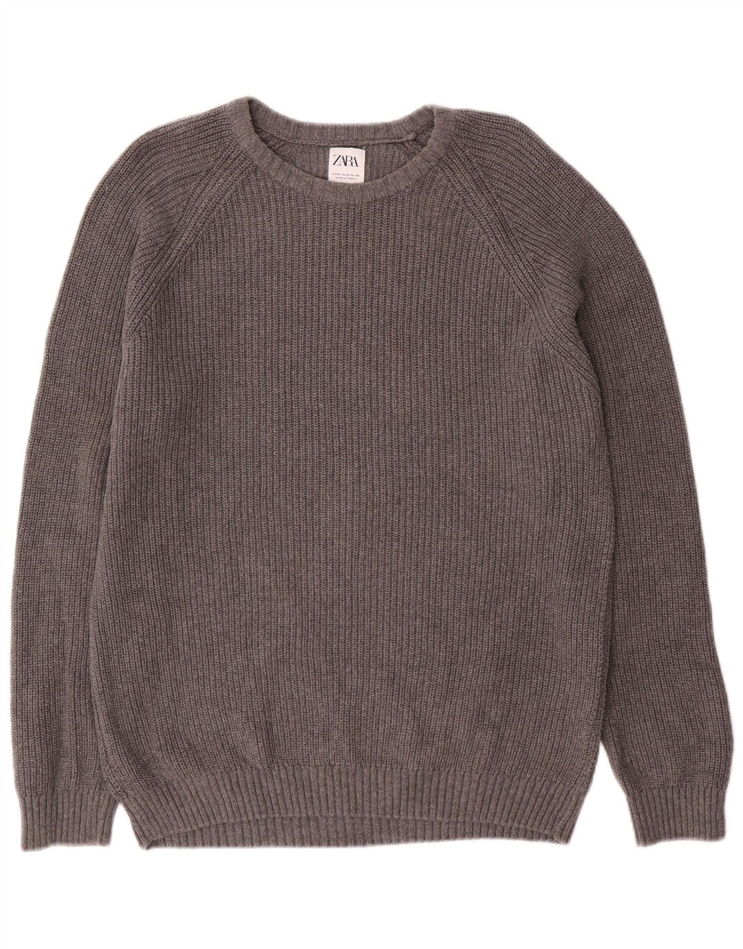 Ανδρικό πουλόβερ Zara Boat Neck Jumper Μεσαίο γκρι βαμβακερό