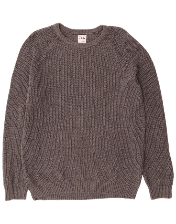 Ανδρικό πουλόβερ Zara Boat Neck Jumper Μεσαίο γκρι βαμβακερό
