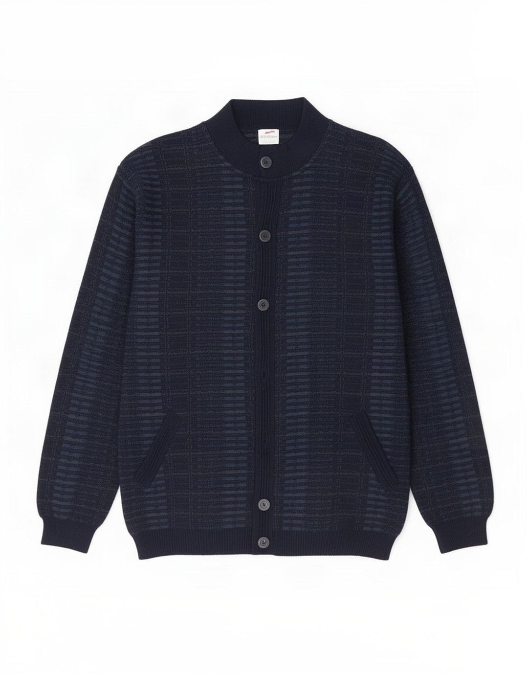 Ανδρικό πουλόβερ ζακέτα Bernardini IT 52 Medium Navy Blue Check Wool