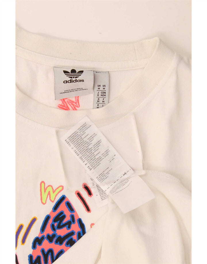 Ανδρικό γραφικό T-Shirt Adidas Top από μεσαίο λευκό βαμβακερό