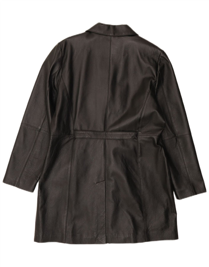 Vintage γυναικείο δερμάτινο παλτό UK 18 XL μαύρο δέρμα