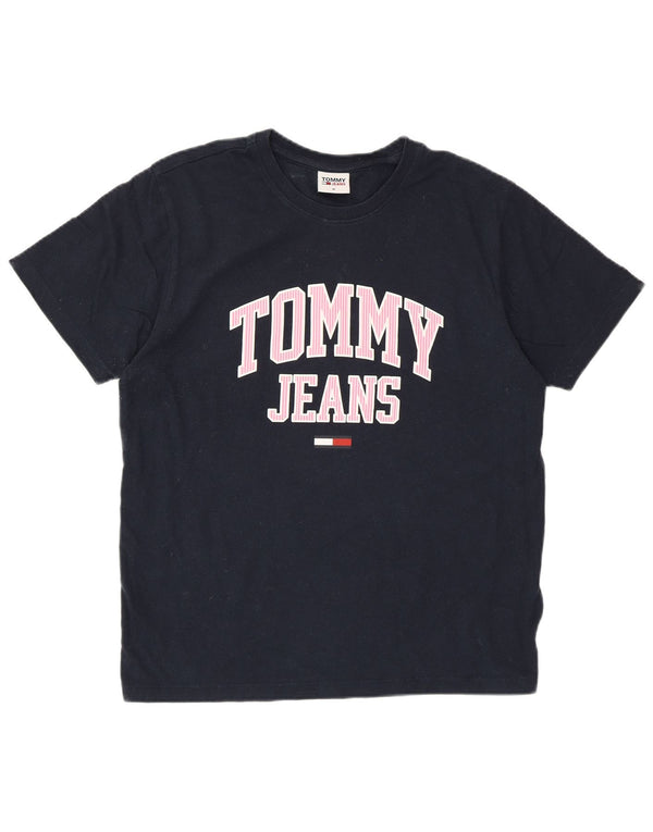 Γυναικείο γραφικό μπλουζάκι TOMMY HILFIGER Τοπ UK 14 μεσαίου μπλε βαμβακερό