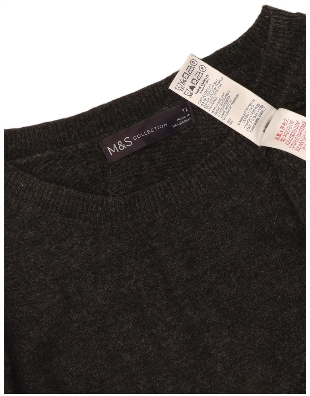 Marks & Spencer Γυναικείο πουλόβερ με λαιμόκαυστο UK 12 Ακρυλικό μεσαίο γκρι