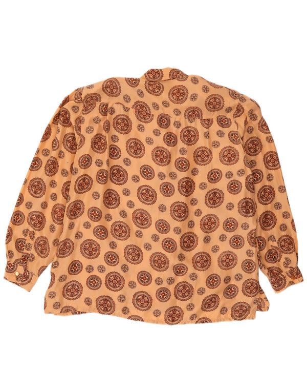 Vintage γυναικείο πουκάμισο oversized μπλούζα UK 16 Μεγάλο πορτοκαλί λουλουδάτο μετάξι