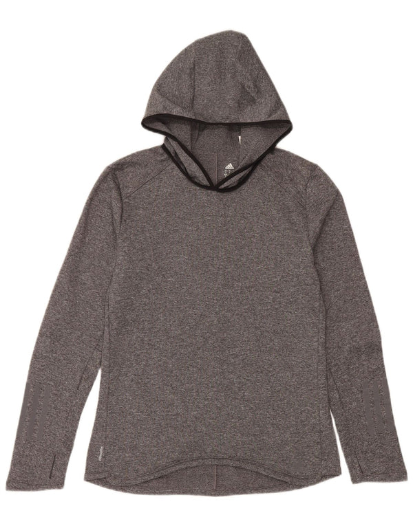Adidas Womens Climalite Hoodie Jumper UK 8/10 Small Grey Polyester