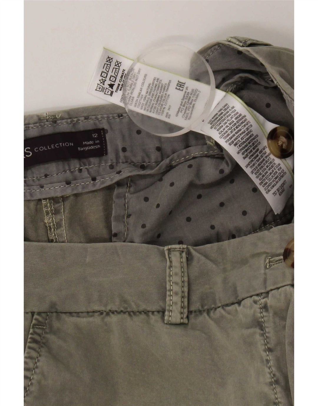 Marks & Spencer Γυναικείο σορτς Chino UK 12 Medium W32 Χακί βαμβακερό